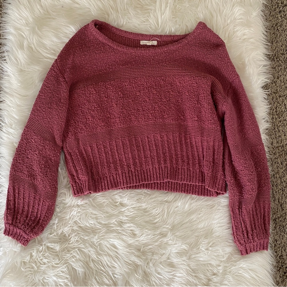 LA Hearts Pink Balloon Sleeve Sweater